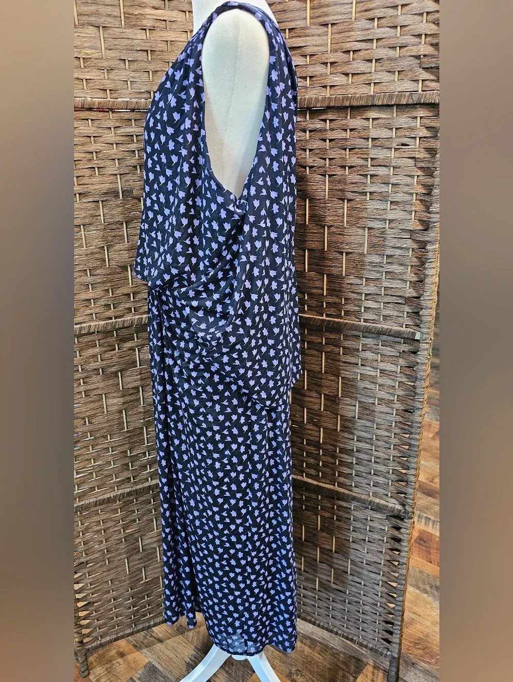 CAbi Navy with Lavender Micro-Print Swim Cover Dress